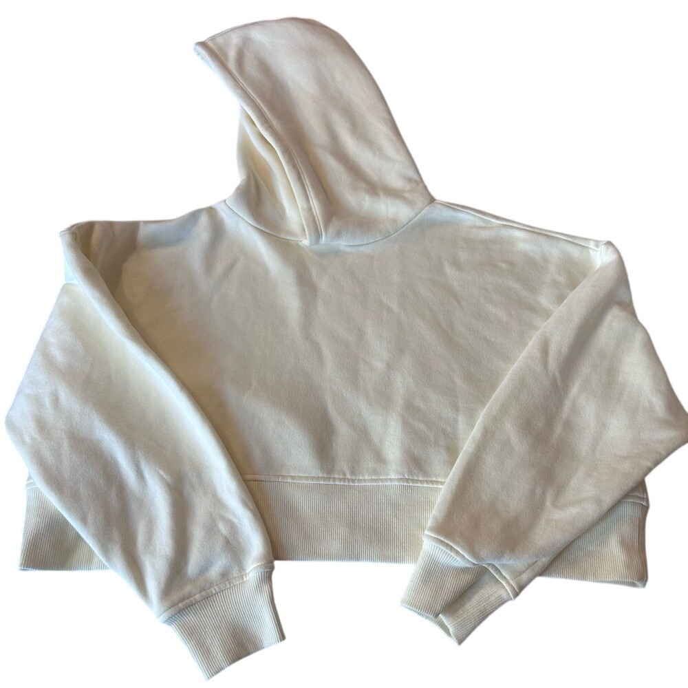 NWOT Forever 21 with Purpose Pale Yellow Crop sweatshirt Hoodie Size Large - Picture 5 of 6